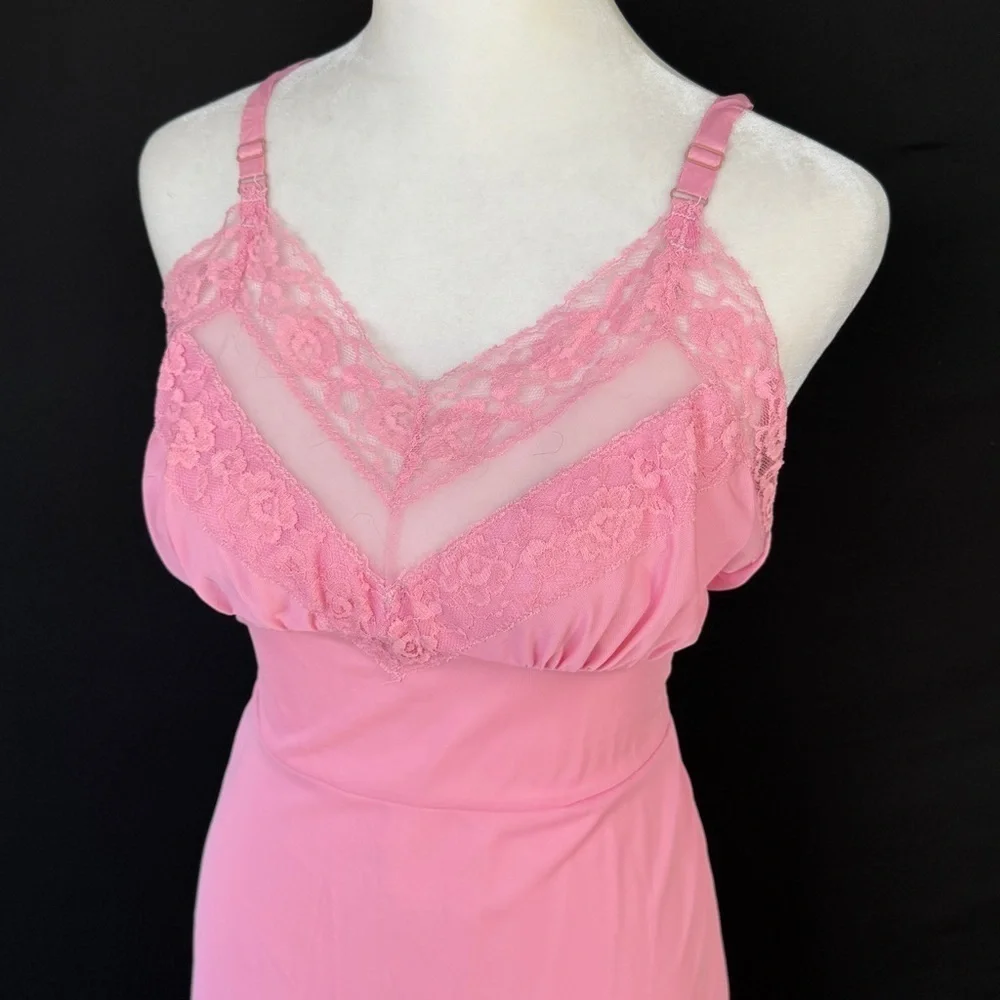 Vintage Strainless Blush Lace Slip Dress